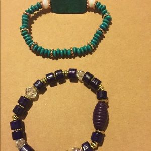 1 Teal 1 purple Wood bracelets size 7 for $12